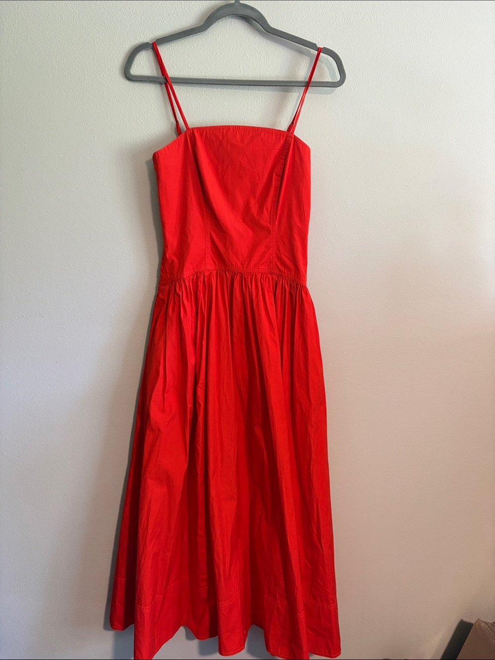Madewell Red Spaghetti Strap Midi Dress
